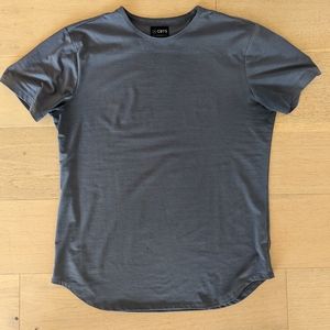 Cuts short sleeve T-Shirt in Cast Iron with elongated hem